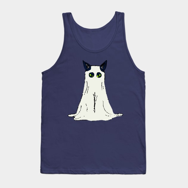 Spooky Kitty Cat - Cat Ghost Costume Tank Top by mareescatharsis